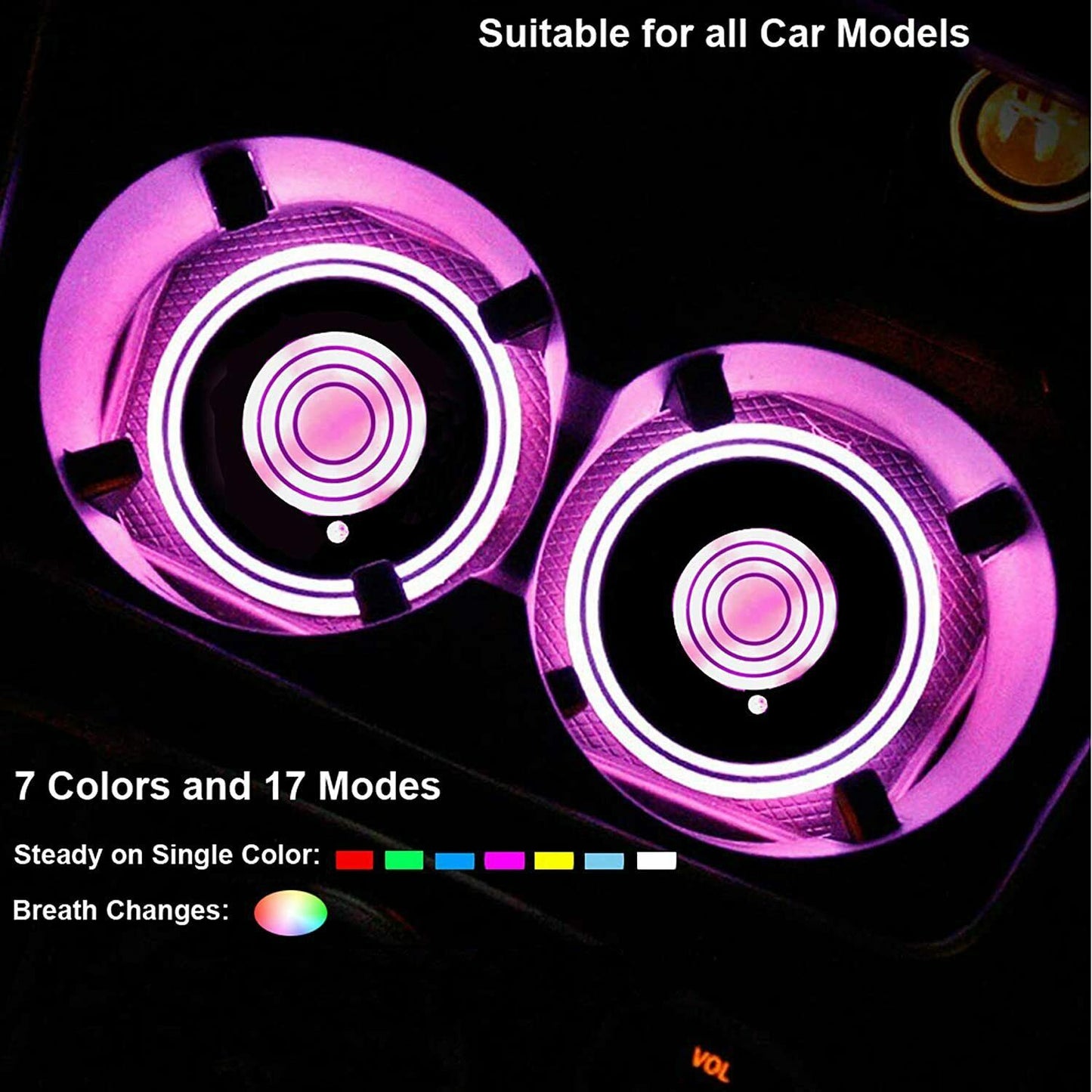 USB Charging Car Led Cup Holder